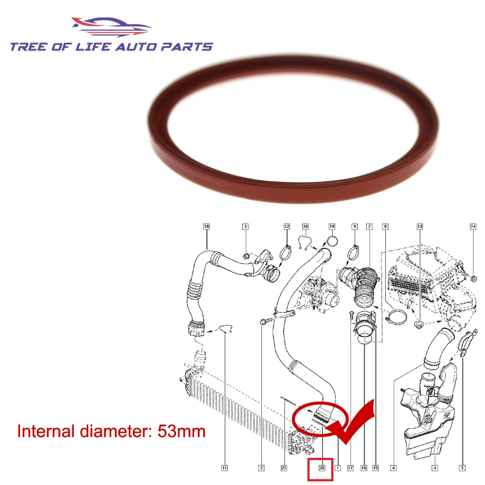 1/2/5/10 8200981498 Turbo Air Intercooler Intake Hose Oring Seal For Renault Megane III Scenic MK3 1.5 DCI 2009+ 77 01 068 601