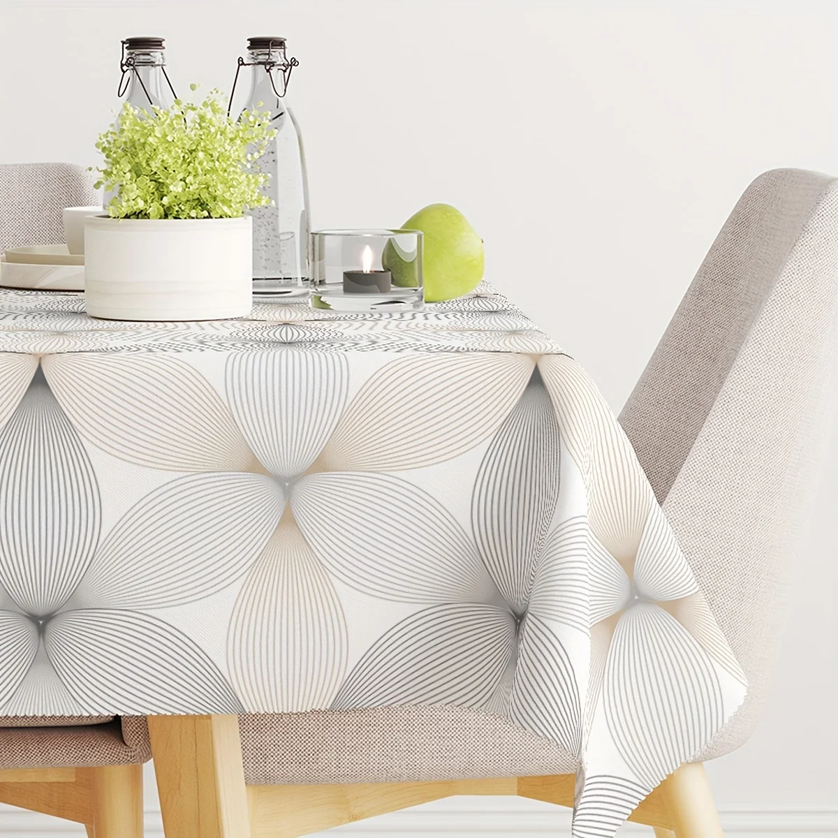 1 pc Daily Style Linear Pattern Textured Tablecloth.zyc