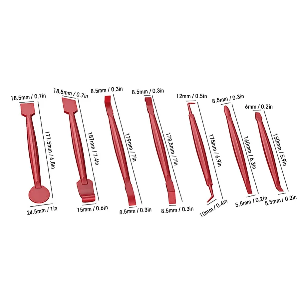 7PCS Red Window Tint Tool Kit Lightweight Universal Film Edge Closing Tool Mini Film Squeegee Vehicle Wrap Sticker Application
