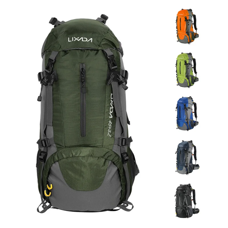 Lixada 50L Large Waterproof Travel Bags Nylon Rucksack Outdoor Sport Backpack with Rain Cover Camping Climbing Trekking Knapsack