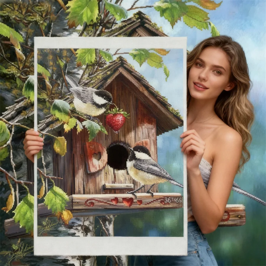 

Bird animal 2026 New style printed Canvas DIY cross stitch kits sets arts Craft Embroidery Needlework Sewing thread painting
