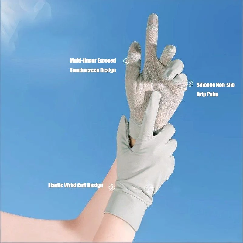 Summer Sunscreen Gloves Touchscreen Breathable Non Slip Hand Covers Women Thin Sun Protection Gloves for Driving Outdoor Travel image 3