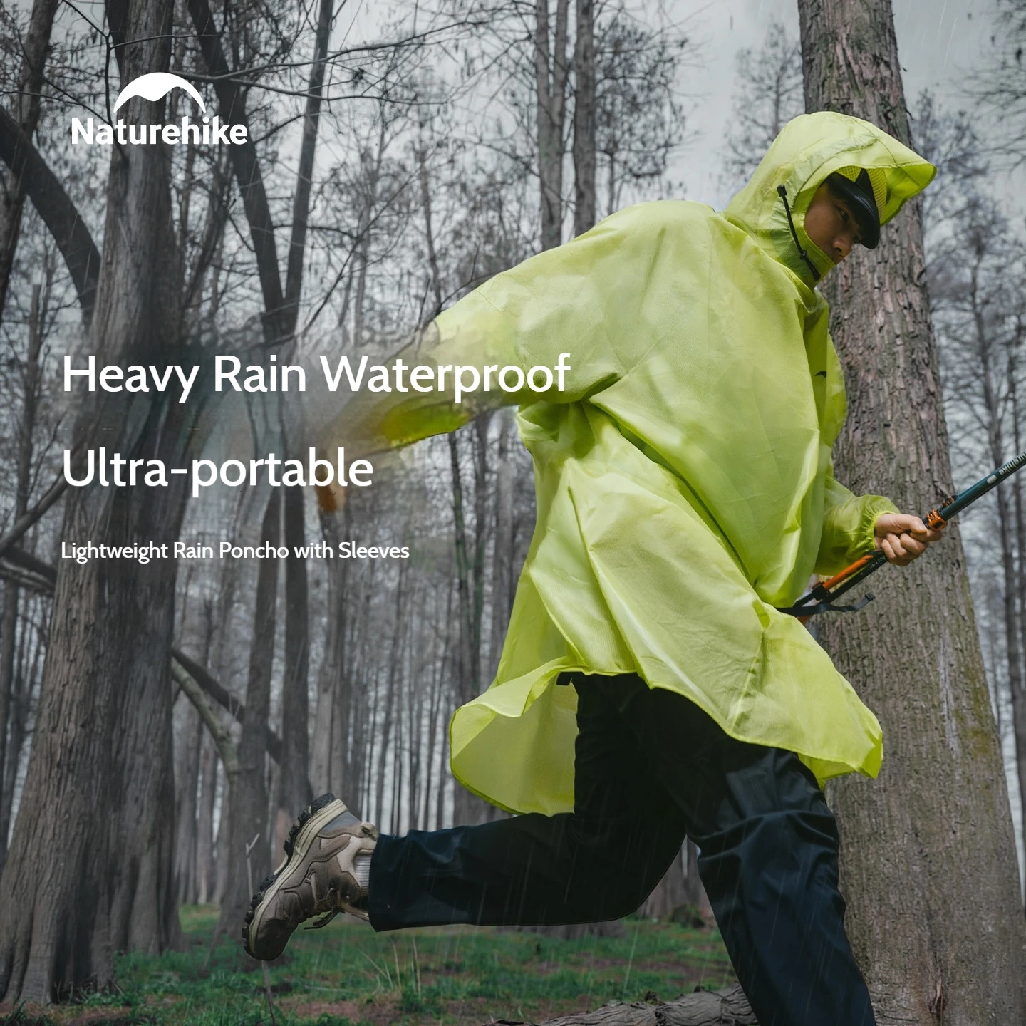 Naturehike 2026 Hiking Raincoat Rain Cape PU2000+ Unisex Ultralight Outdoor Camping Hooded Cloak Rain Coat Portable Storage