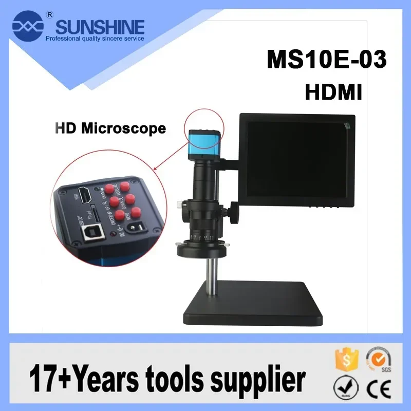 

NEW Portable USB VGA MS 10E-03 HDMI-compatible Port Monocular Led Ring Light Industrial HD Electron Digital Video Microscope