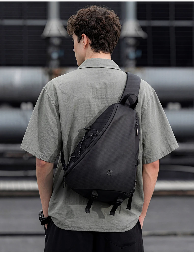 TANGCOOL Umhängetasche für Herren, wasserabweisender Umhängetaschen-Rucksack, große Kapazität, diebstahlsichere Brusttasche für Reisen, Wandern, täglichen Gebrauch – Detail 18