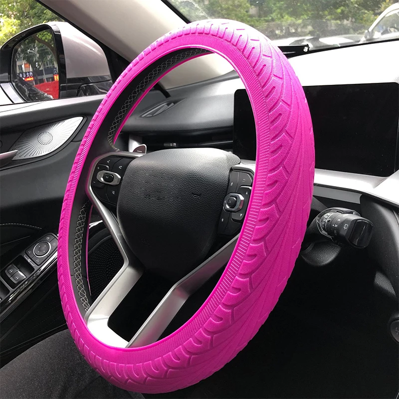 Universal Car Non-slip Silicone Steering Wheel Cover Elastic Texture D-shaped Steering Wheel Covers Car Decoration Accessories
