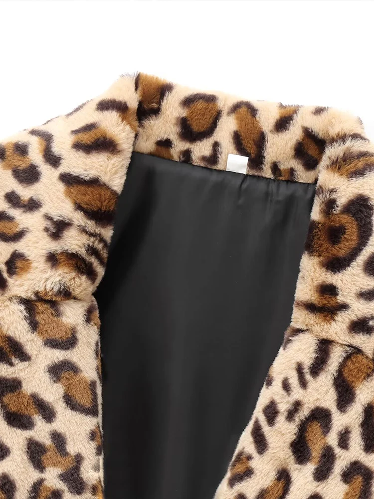 欧米風 2025 秋冬新作 レディースファッション アニマルプリント フェイクファー風コート