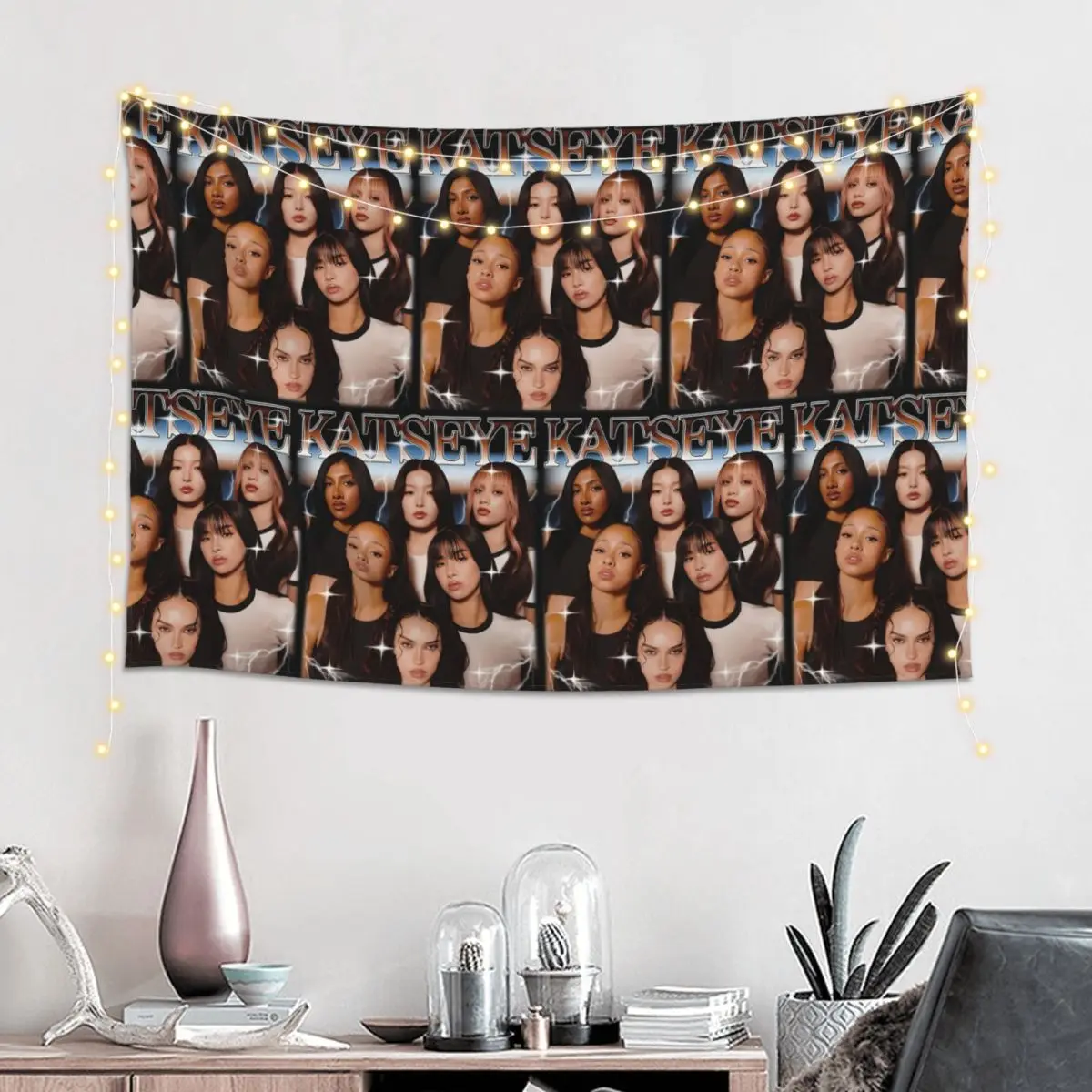 Katseye Global Girl Group Tapestry Funny Wall Hanging Aesthetic Home Decoration Tapestries for Living Room Bedroom Dorm Room
