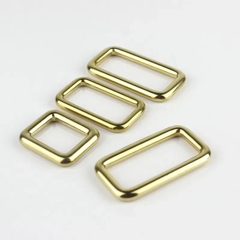 Solid brass square ring buckles cast seamless rectangle rings leather craft bag strap buckle garment belt luggage purse DIY