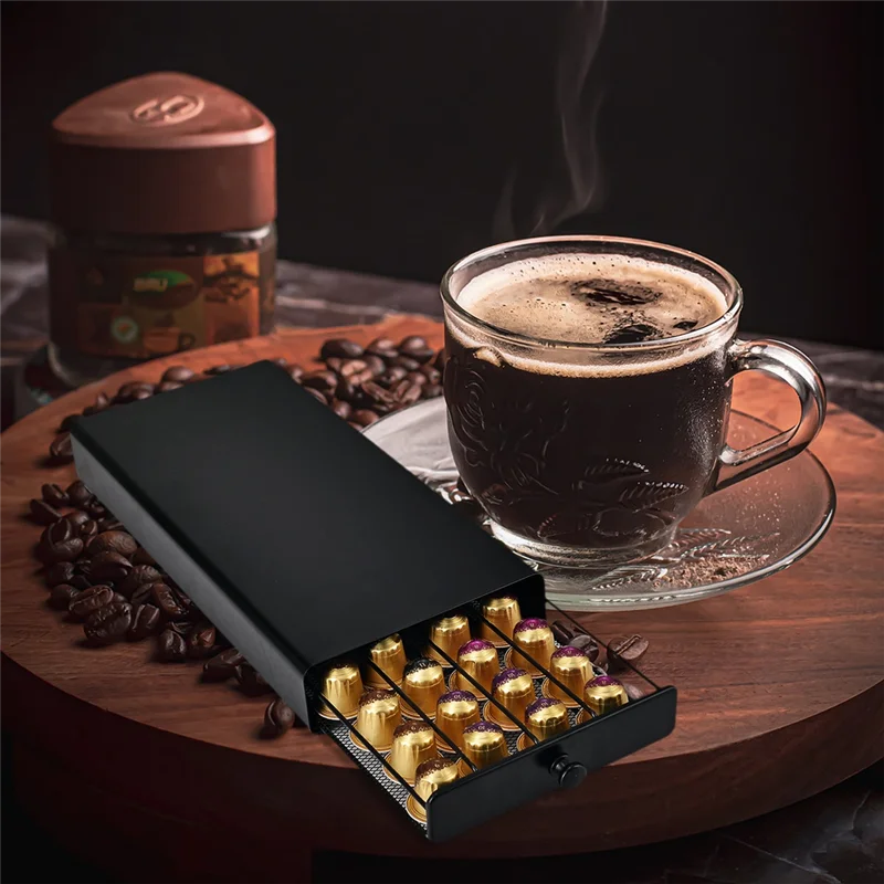 

40 Pods Coffee Capsule Organizer Storage Stand Practical Coffee Drawers Capsules Holder For Nespresso Coffee Capsule-A78U