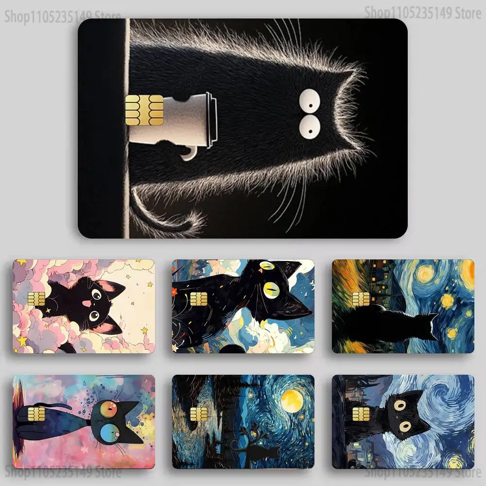 

Black Cat Art Card Sticker Diy Decorate Exquisite Bank Card Decals Patch Documents Birthday Gift
