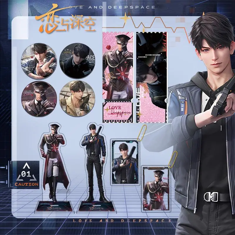 أنيمي الحب والفضاء العميق Caleb تأثيري الاكريليك البينية شارة فلاش مزدوجة تتدفق الرمال جونغ كعب قلادة بطاقة شفافة