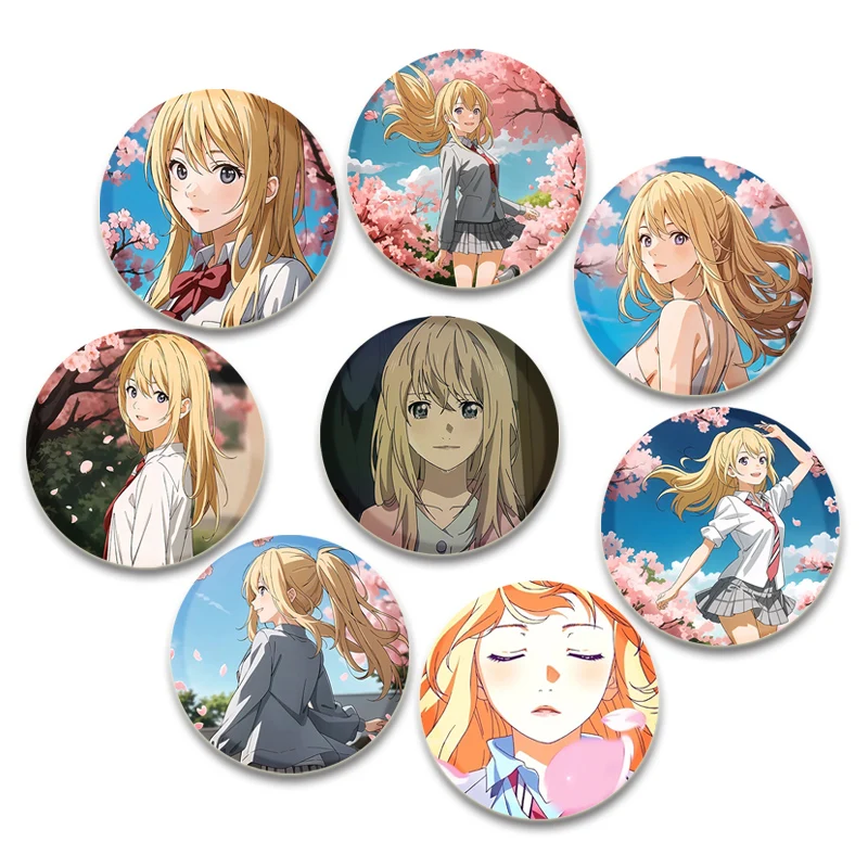 Anime Your Lie in April Brooch Pins Fashion Accessories Miyazono Kaori Arima Kousei Cartoon Badge for Backpack Decoration Gifts