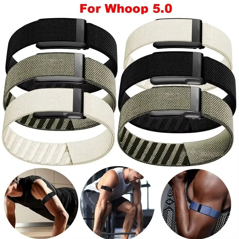 Nylon Bicep Bands for Whoop 5.0 Elastic Replacement Tracker Strap Breathable Adjustable Fitness Band for Whoop 5.0 Fitness