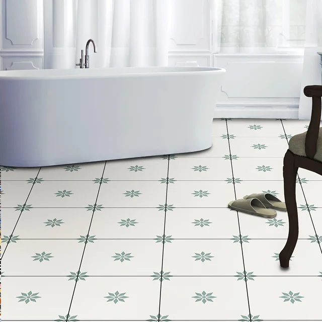 12PCS Scandinavian Minimalist Style Floor Stickers Waterproof Wear-Resistant Home Decorative Self-Adhesive Ceramic Tile Stickers 3