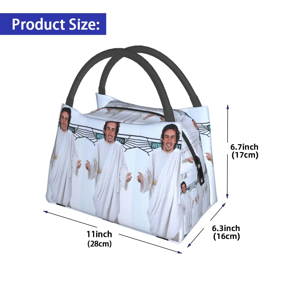 Fernando Alonso Jesus Insulated Lunch Bag for Women Children Portable Food Boxes Thermal Lunch Box Tote
