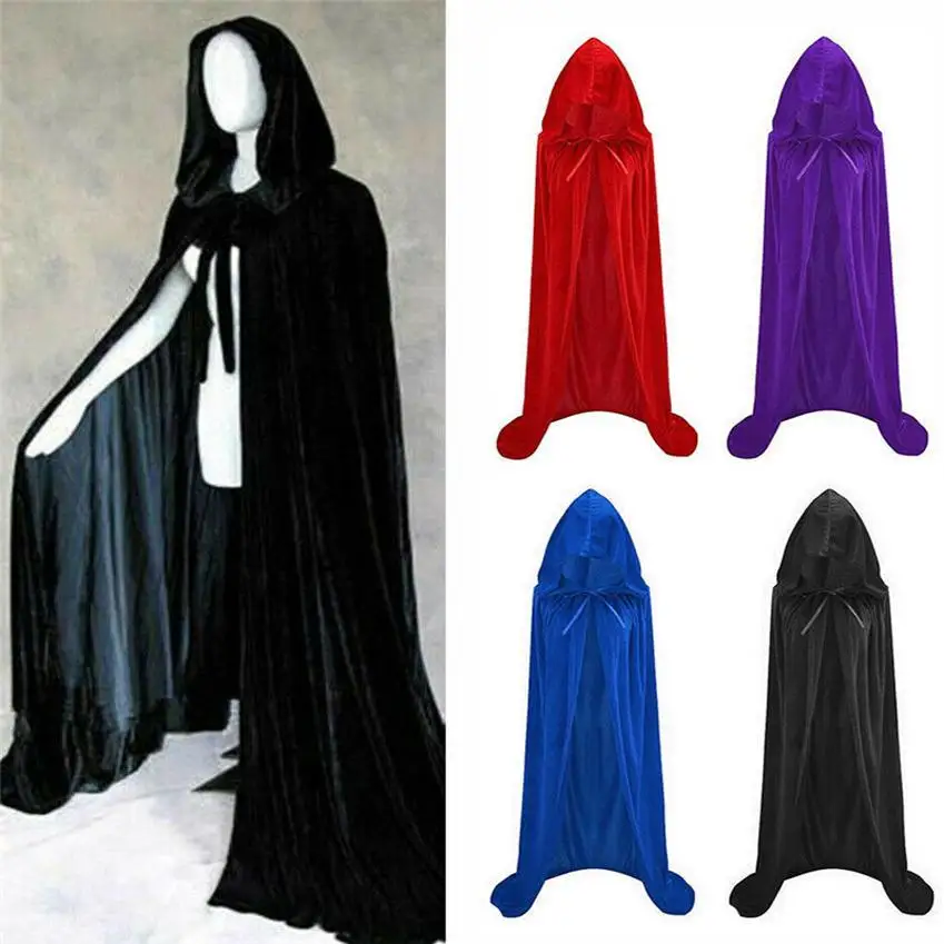 Jubah Penyihir Musim Semi Gugur untuk Bermain Peran, Kostum Pentas Tari, Mantel dengan Tudung, Pakaian Penyihir Wanita, Busana Wanita
