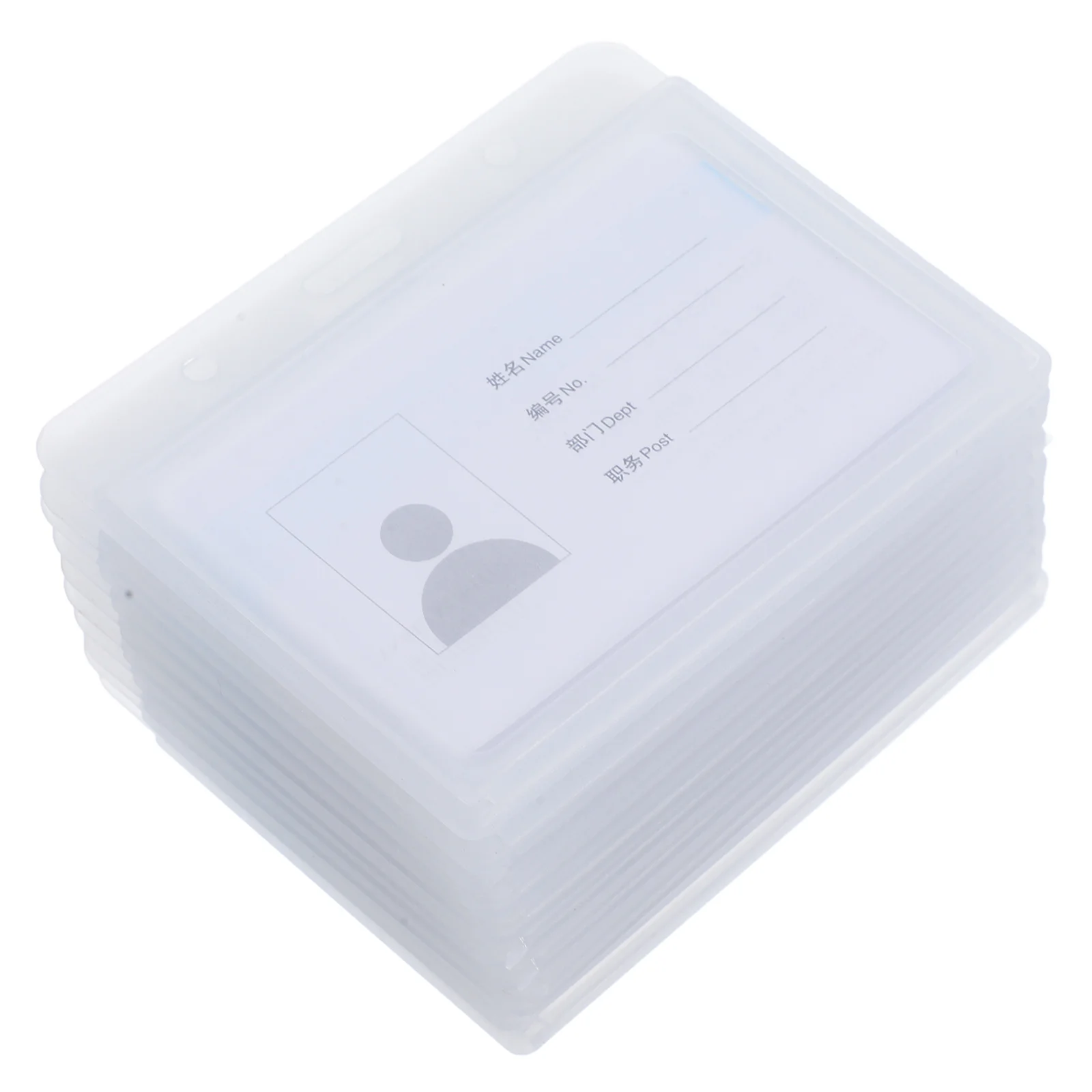 Portatarjetas de plástico impermeable, funda protectora para tarjeta de identificación transparente Horizontal para almacenamiento de insignias de trabajo escolar y de oficina, 10 Uds.