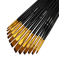 Angular Paint Brushes Nylon Hair Angled Watercolor Pait Brush Set for Acrylics Watercolors Gouache Inks Oil and Tempera 12pcs