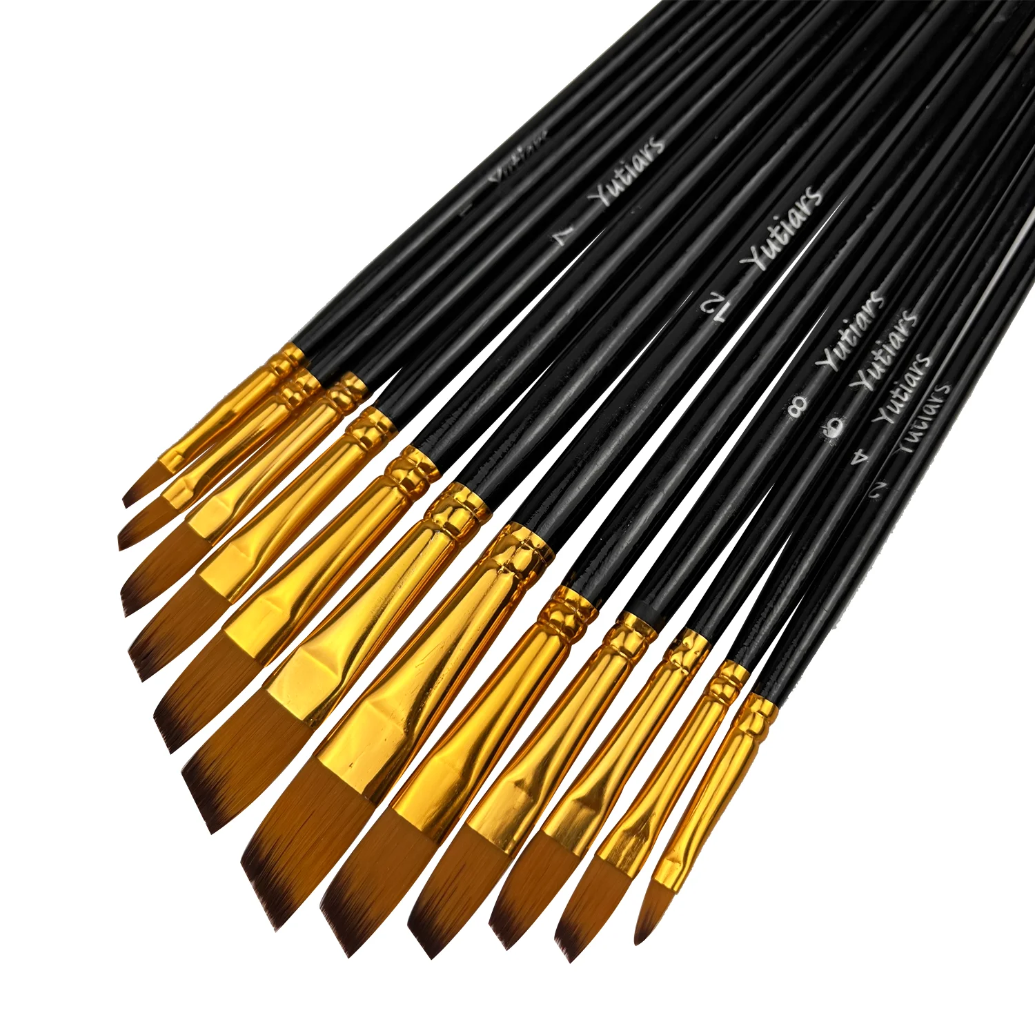 Angular Paint Brushes Nylon Hair Angled Watercolor Pait Brush Set for Acrylics Watercolors Gouache Inks Oil and Tempera 12pcs