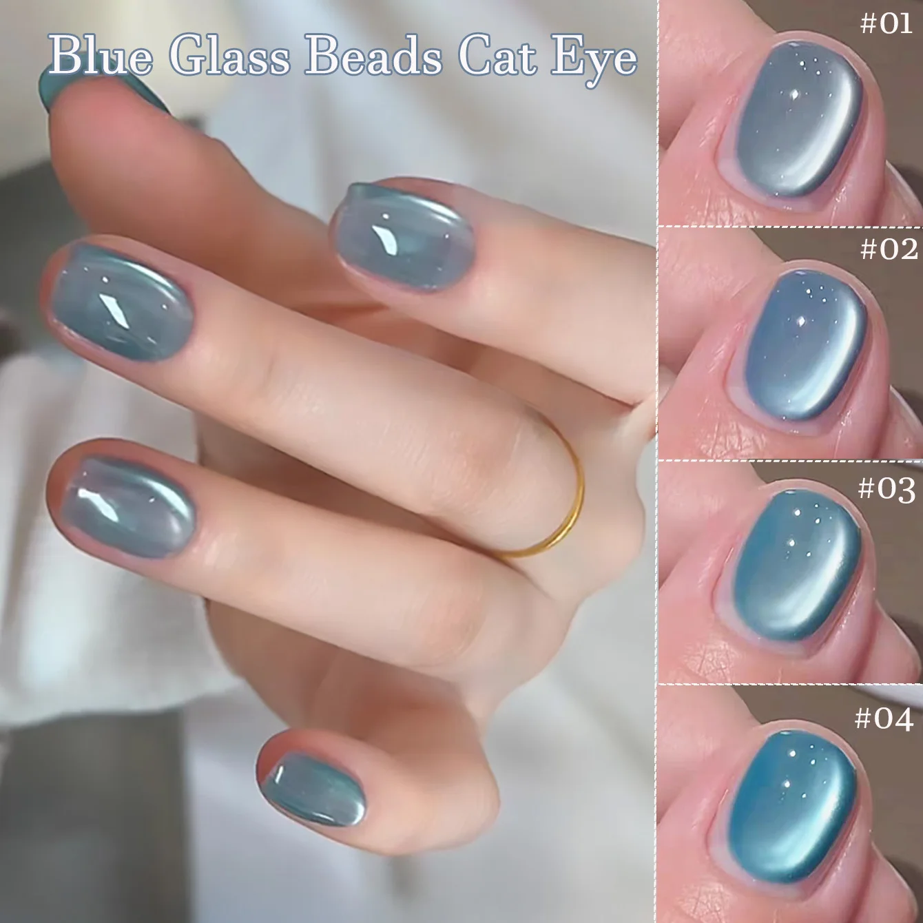 ZH 1PCS Winter's Style Anaya Blue Lagoon Blue Cat Eye High-End Gentle Everyday Brightening Nail Gel Polish