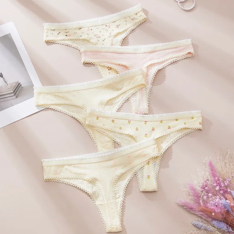 Perizoma da donna Moda Mutandine con stampa carina per donna Vita bassa Cotone Morbido e traspirante Lingerie Fiocco sexy Perizoma da donna Estate
