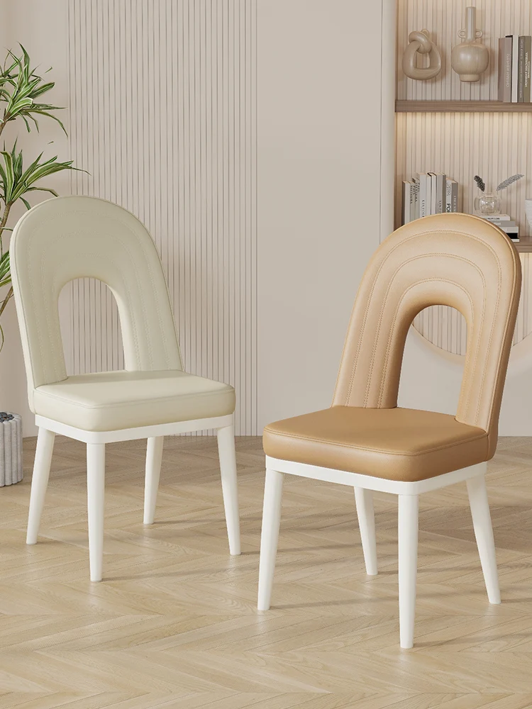 Home dining chairs, modern and minimalist Nordic leisure cream style dining table chairs, soft pack backrest chairs, hotel