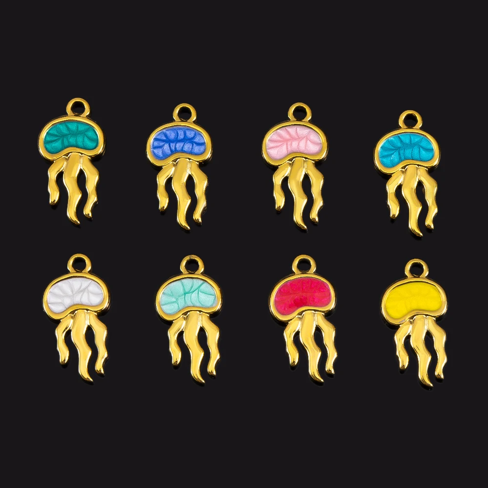 

2pcs Stainless Steel Jellyfish Pendants 8 Colors to Choose From For DIY Jewelry Necklaces Bracelets Making Accessories Materials
