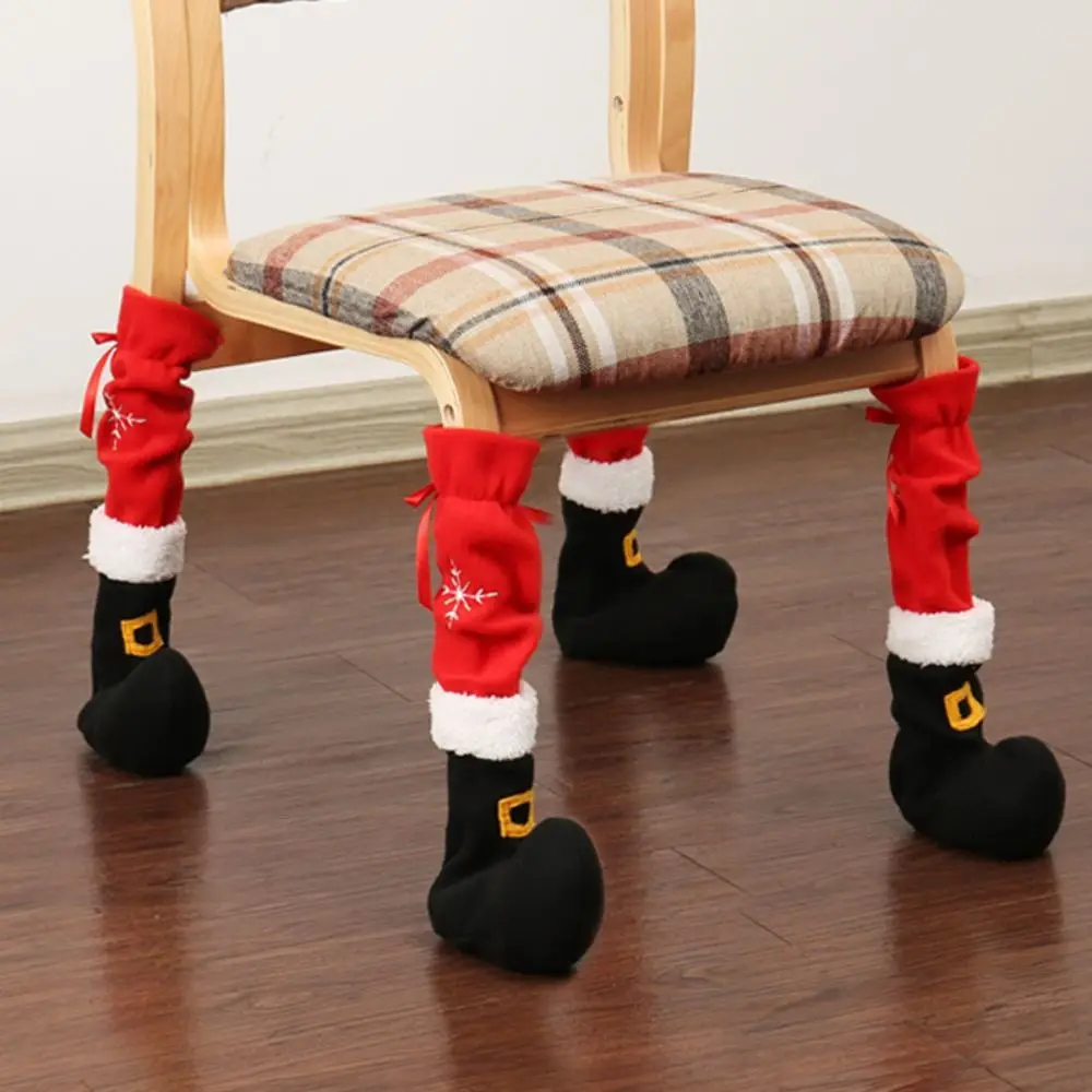 Anti-slip Christmas Chair Foot Covers New Year Decor Polyester Christmas Ornament Table Feet Christmas boots Table Chair Leg