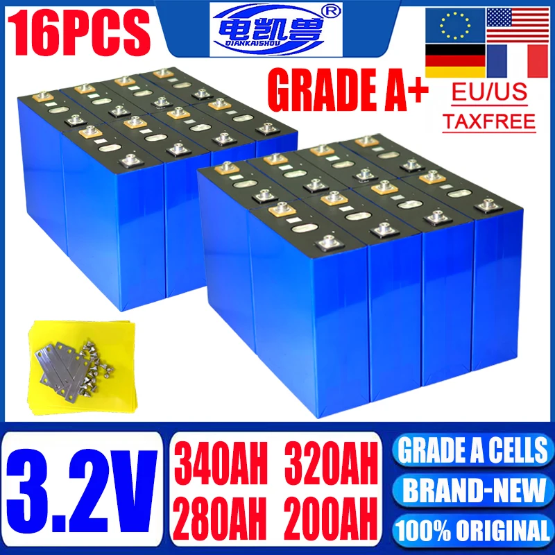 16 шт. новый аккумулятор Lifepo4 класса A 3,2 В 340 Ач 320 Ач 280 Ач 200 Ач 32 Ач 22 Ач Lifepo4 DIY 48 В 3C литий-железо-фосфатный аккумулятор