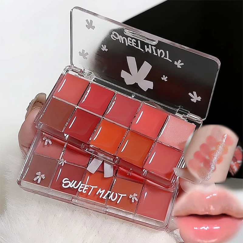 Jelly Lip Gloss Plate Moisturizes Lasting Natural Water Light Lip Gloss Waterproof Dry Moisturizes Lip Glaze Korean Lip Makeup