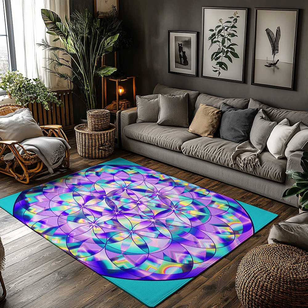 

Напольный коврик с геометрическим узором мандалы, входной ковер, домашний декор, ковер для гостиной, нескользящий моющийся художественный дизайн