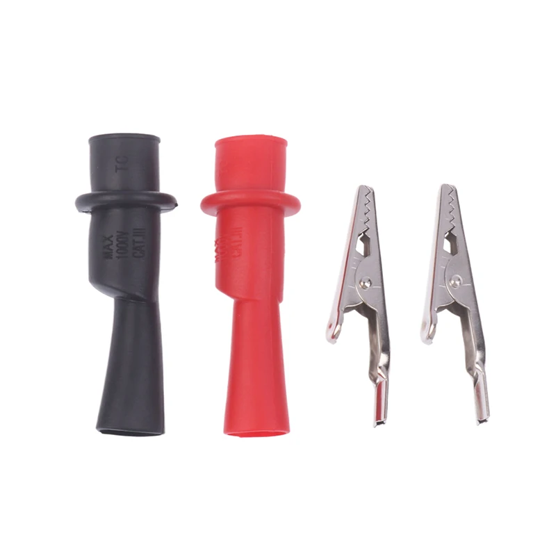2pcs Multimeter Push On Alligator Clip P2008 Inline 2mm Probe Insulated Crocodile Clamp For Electrical Test Probes