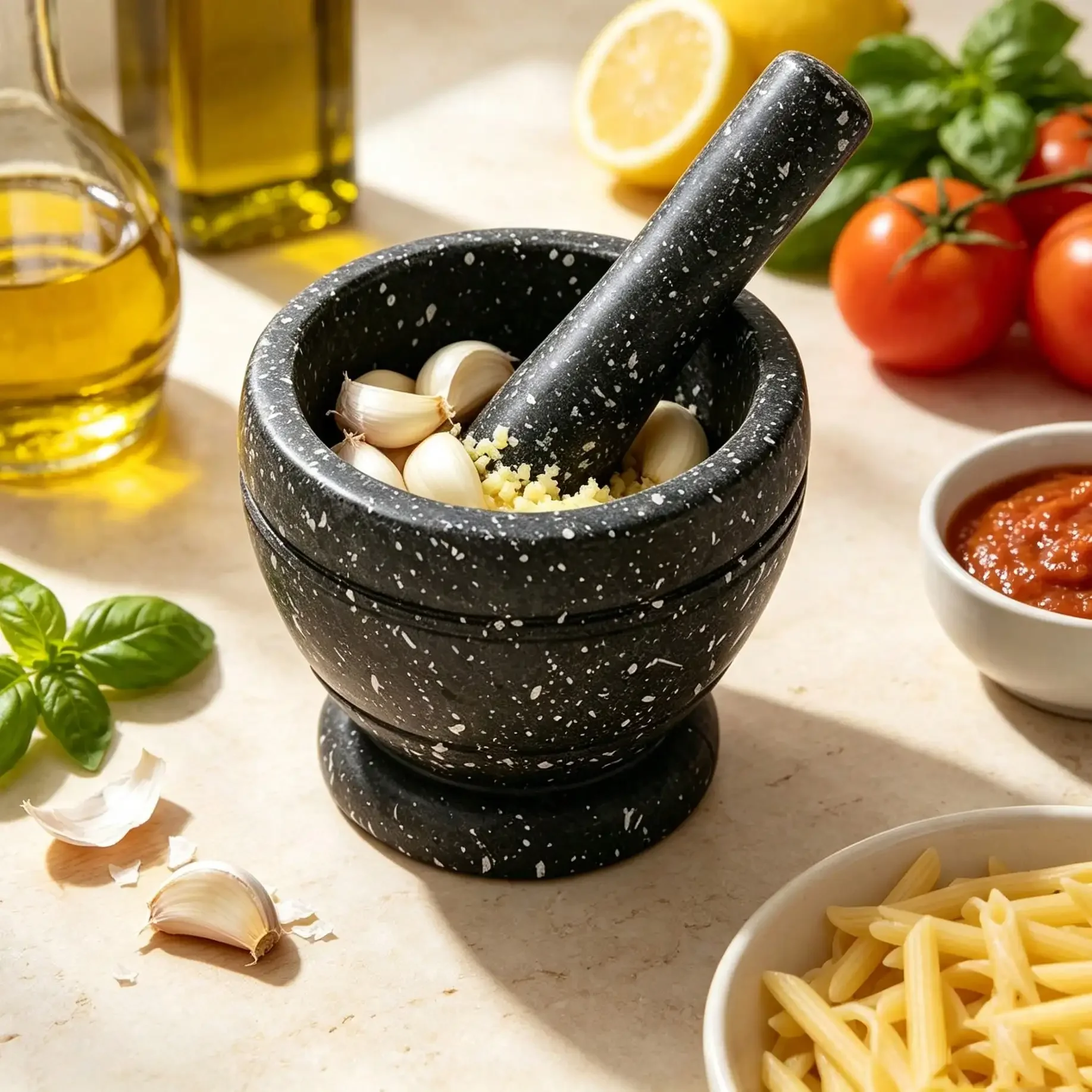 Plastic Mortar And Pestle, Perfect For Grinder For Herbs, Garlic, Walnut Spices & Kitchen Essentials Usage