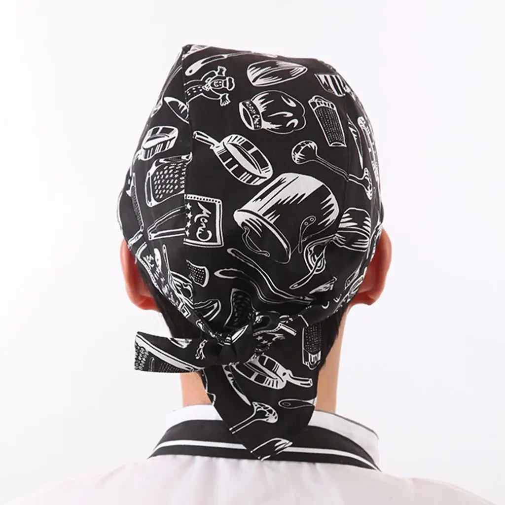 Elastic Chef Cap Skull Bandana Hat Unisex Kitchen Catering Headdress for Restaurant Bakery Cooking