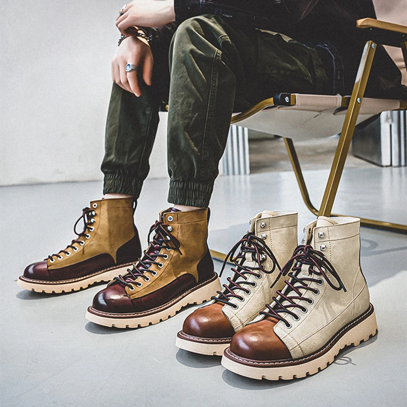 Handmade Autumn Winter New British Men Casual Leather Shoes Dress Cow Suede Ankle Boots Tooling Outdoor Work Desert Boots