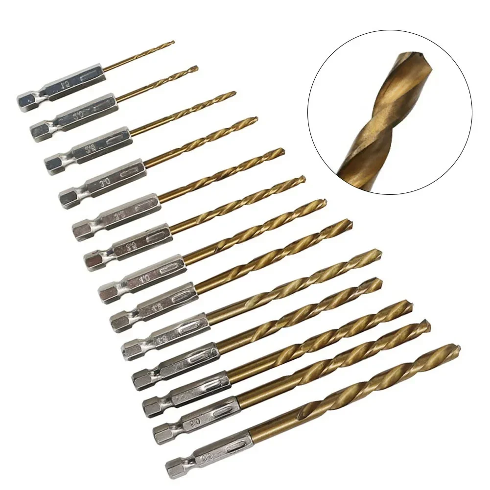 13Pcs Drill Bit 1/4\'\' Hex Shank 1.5-6.5mm Head HSS For Wood Aluminum Thin Iron Drilling Punching Electric Drill Power Tool Parts