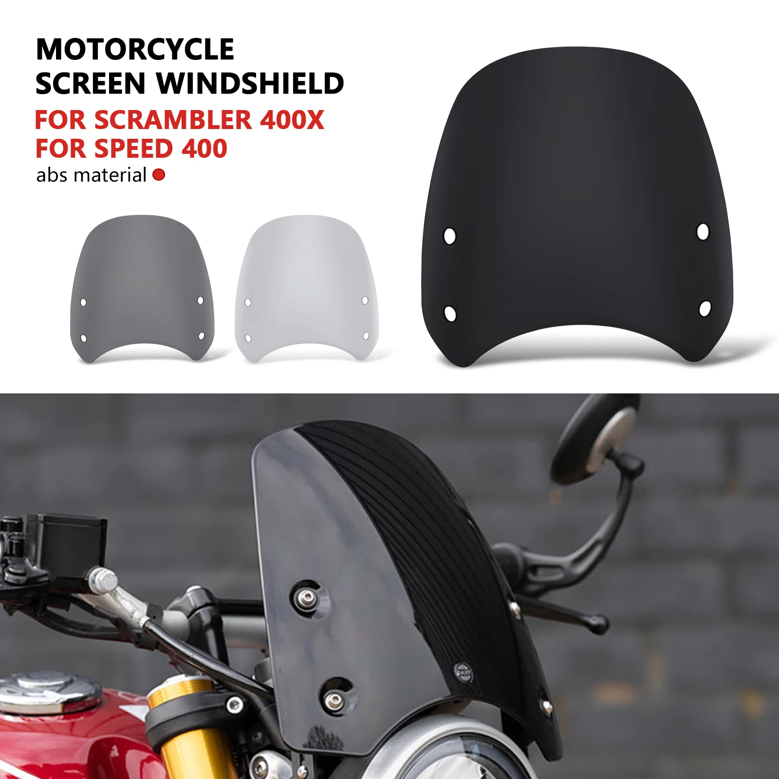 

Для скорости ​ ​ 400 Speed400 Scrambler 400X Scrambler 400X Переднее лобовое стекло мотоцикла Ретро ветрозащитный спойлер ветровой дефлектор
