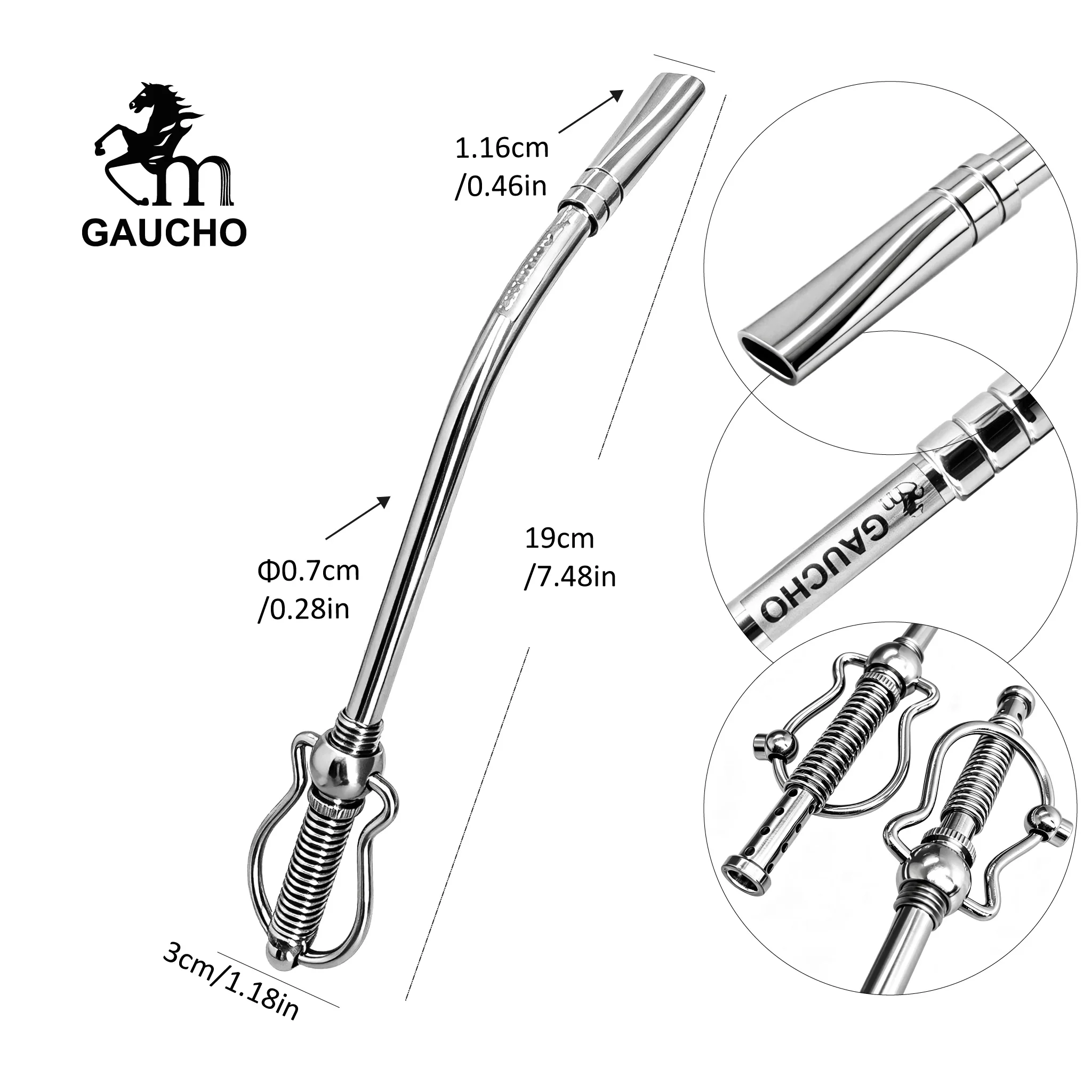 Gaucho Yerba Mate Set Doppelwandiger Edelstahl Kalebasa Becher mit Herausnehmbarem Filter Bombilla Reinigungsbürste – Detail 4