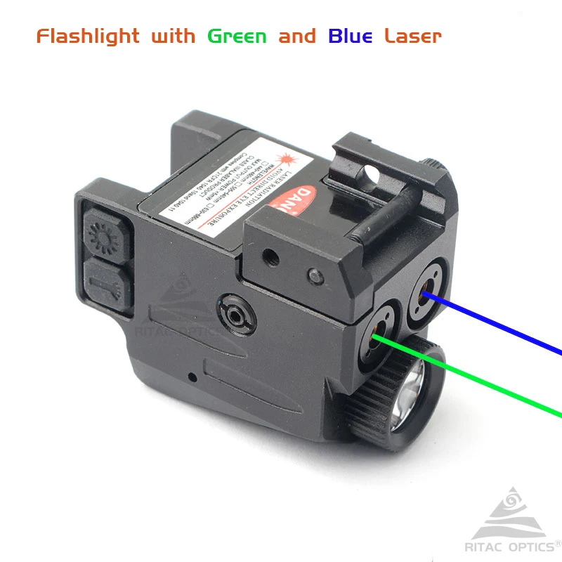 

Tactical Red & Green Double Laser Sight LED Flashlight Combo USB Rechargeable Handgun Pistol Light for 20mm Rail