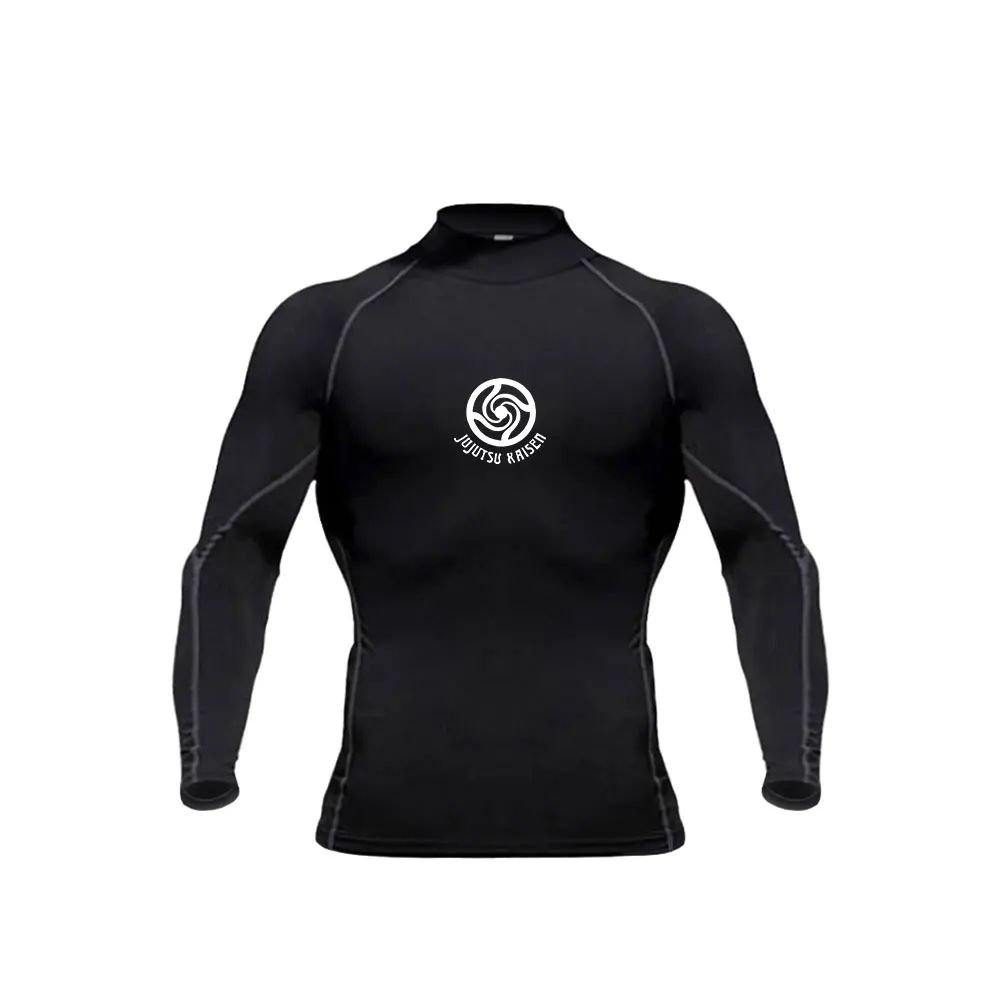 Męskie koszulki kompresyjne z golfem Anime Jujutsu Kaisen siłownia Fitness szybkoschnące Rashguard mięśnie sportowe koszulki do kulturystyki