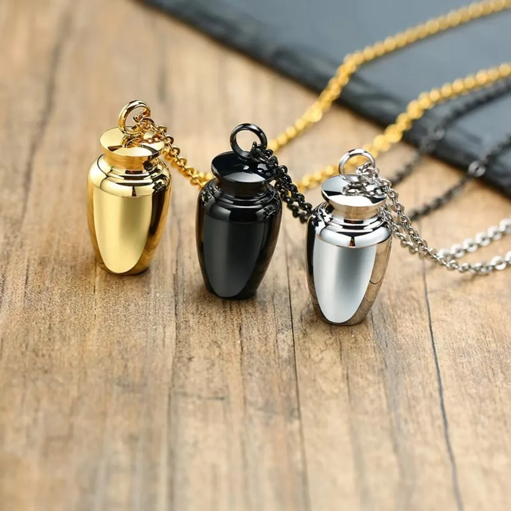 High Quality Mini Bone Ash Pendant Stainless Steel Removable Cinerary Urn Well Sealed with Necklace Ashes Cremation Jewelry