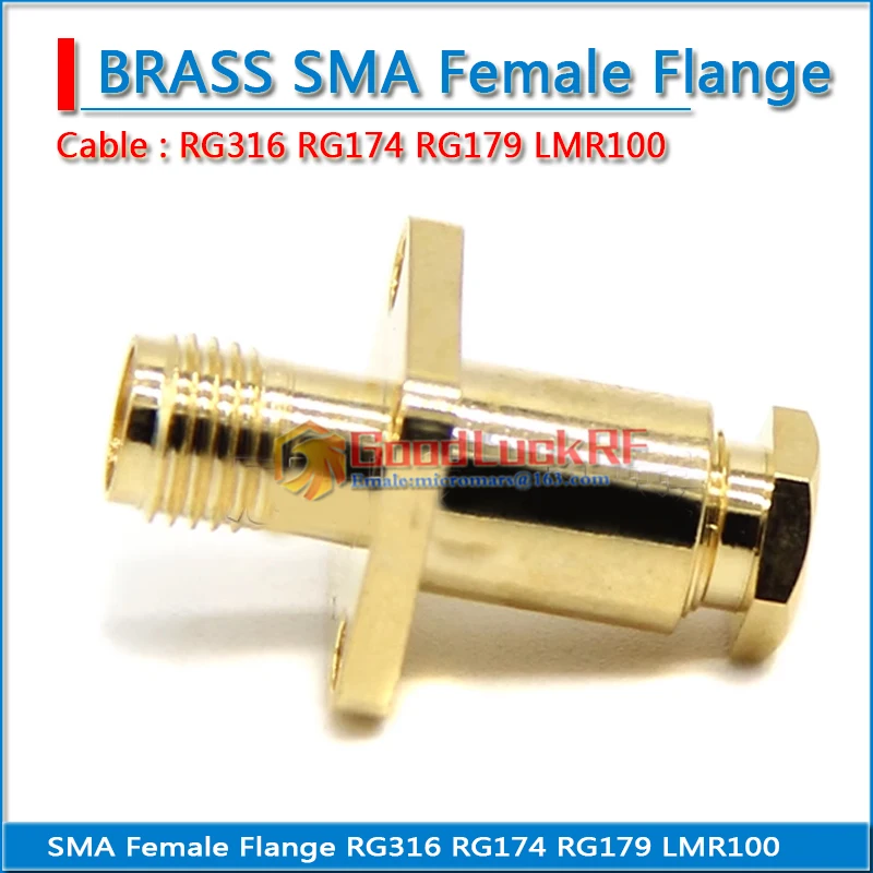 SMA Female 4 hole Flange 17.5 * 17.5 mm plug Clamp Solder For RG316 RG174 RG179 LMR100 Cable Brass RF Coax Connection Adapter