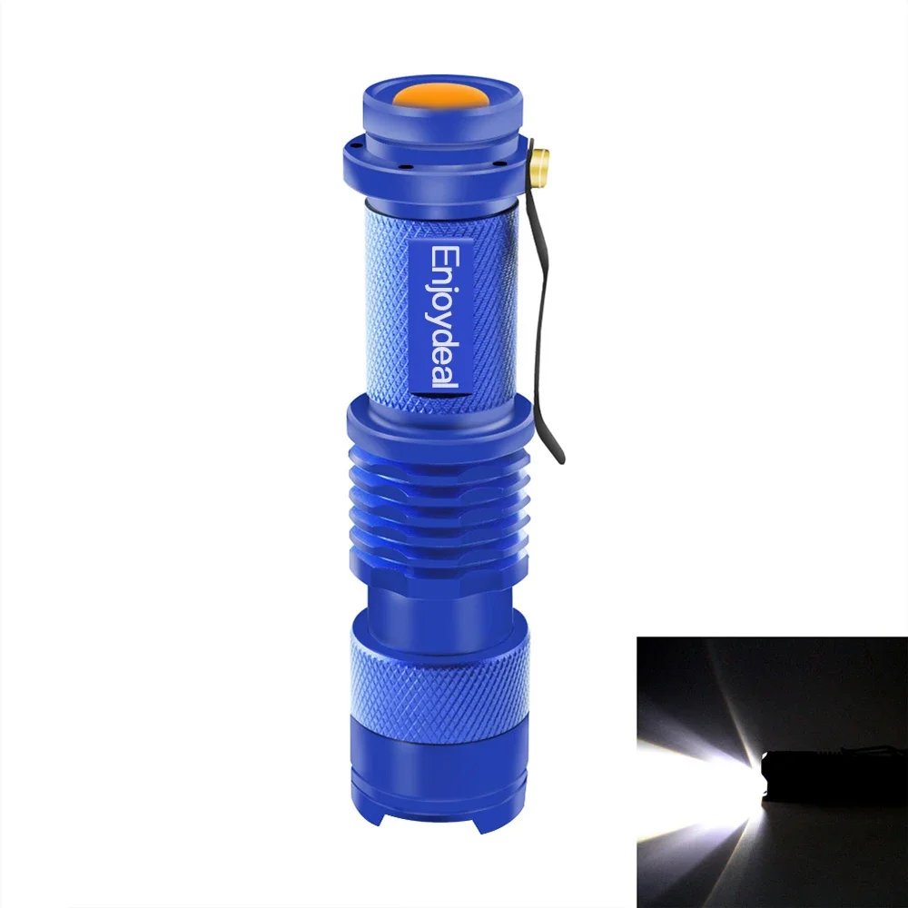 Portable Outdoor Flashlight Mini Zoomable 2000 Lumen LED Flashlight Torch Lamp penlight 1 Modes Blue AA For Best Price Lights