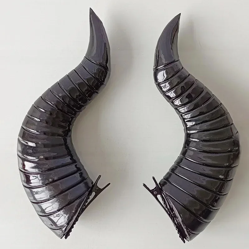 Anime Malleus Devil Demon Black Horn Cosplay Headwear A Pair Of Hair Clips Headdress Halloween Carnival Props