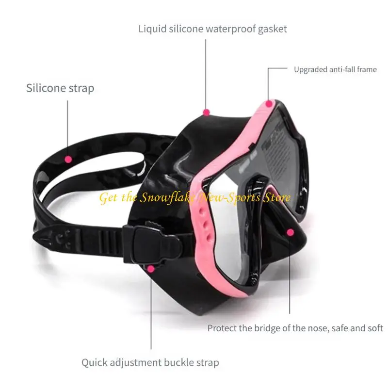 E56D Pool Practice Snorkeling Mask Set with Glass Lenses and Tube Included