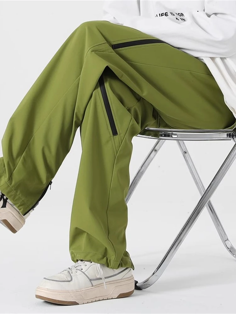 

een Men's Casual Pants Spring Autumn Outdoor Functional Sle Wide Leg Straight Tube Trousers Faionable Streetwear