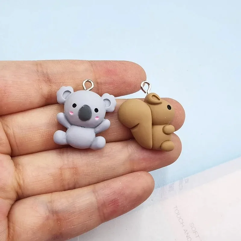 10pcs Cute Animal Squirrel Koala Charms Pendant For Earring Accessory DIY Phone Case Flatback Crafts Jewelry Making
