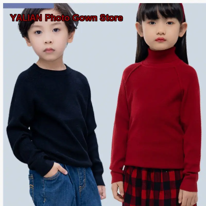 Kids Round Neck Long Sleeves Knit Pullover Sweater Spring Autumn Breathable Soft Base Layer Top Boys Girls