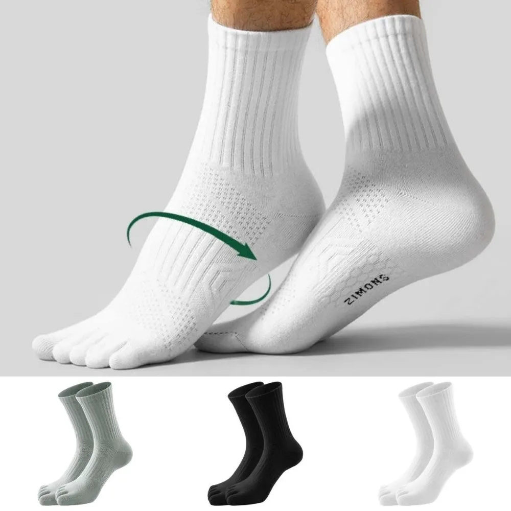 Split Toe Socks Cotton Men's Five Finger Socks Mid-Calf Anti-slip Five Toe Socks Separate Fingers Hosiery Sports Socks Male Boy